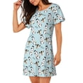 thumbnail image 2 of Easygdp Milk Bottles And Cow Head Camisón de manga corta para mujer, informal, estampado, 2 of 6