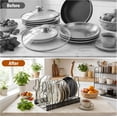 thumbnail image 3 of Expandable Pot Lid Organizer for Cabinet, 12"-23" Adjustable Pots & Pans Lid Rack with 8 Dividers, Under Cabinet Storage for Bakeware, Cutting Boards & Lids, Black, 3 of 8