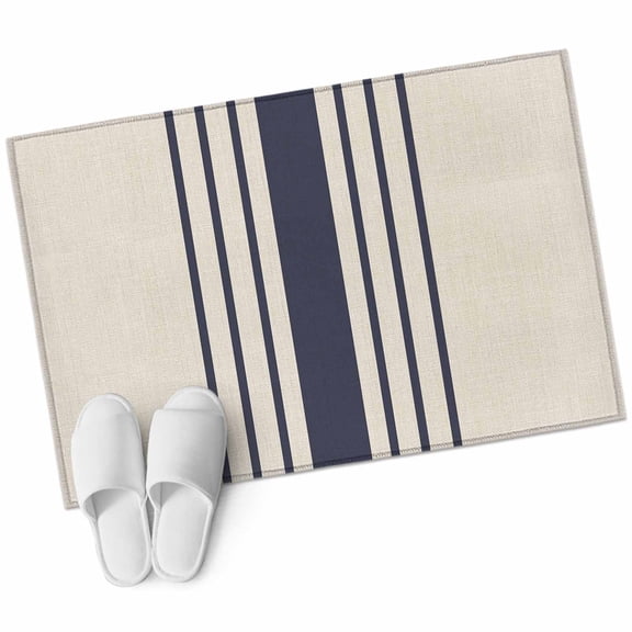 2x3 Washable Area Rugs,Modern Navy Blue White Stripe Non-Slip Soft Rug Indoor Carpet,Floor Rugs for Living Room Bedroom