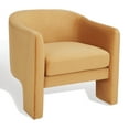thumbnail image 5 of SAFAVIEH Couture Londyn Collection Modern Wood Fabric Solid Print Armchair, Pumpkin Orange, 5 of 13