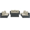 thumbnail image 3 of Modway Sojourn 7-Piece Aluminum and Rattan Patio Sectional Set in Canvas/Beige, 3 of 8