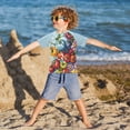 thumbnail image 3 of FORMRS Boys Rash Guard Short Sleeves Swim Shirt Quick Dry UPF 50+ Sun Protection, Sizes 3-12T, Blue Floral Tomatoes, 3 of 6