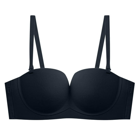 New summer arrivals SMihono Seamless Strapless Bra Push Up, Beauty Back Smoothing Underwire Lightly Lined Cups Bras for Women Black L