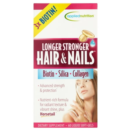 Applied Nutrition Longer Stronger Hair & Nails Liquid Soft-Gels, 60