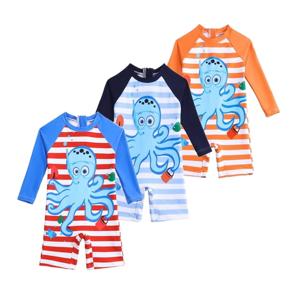 Emy Dola Baby Boys one Piece Swimsuit Zipper Rash Guard Kids Long Sleeve Bathing Suits UPF 50 Sun Protection Swimwear 0-3 Years