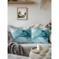 thumbnail image 3 of Waterproof Outdoor Throw Pillows with Inserts 16"x16" Set of 2, Marble Teal Soft Decorative Pillowcases for Couch Bedroom, Golden Ink Painting Abstract Modern Pillow Covers for Sofa Living Room, 3 of 8