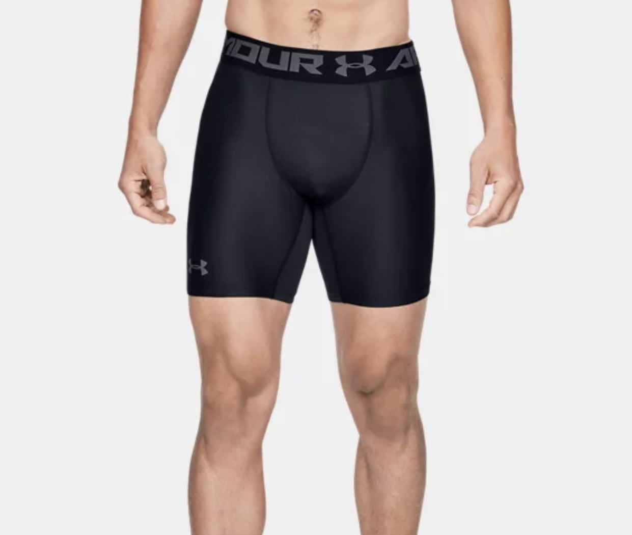 Under Armour Heat Gear Mid Compression Shorts Black Men's Size 1293953