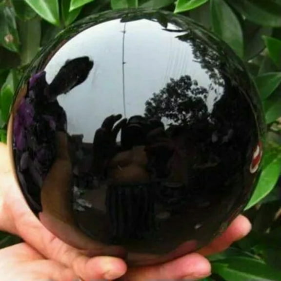 GKNET 50~70MM Natural Black Obsidian Sphere Crystal Ball Healing Stone Gem Home Decor-50mm
