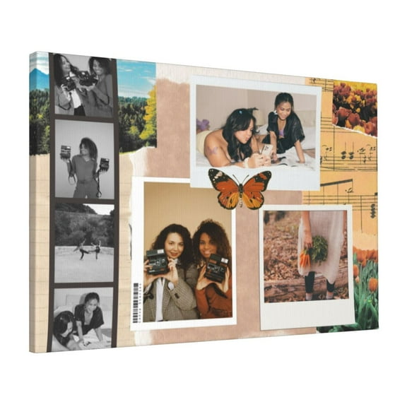 Custom Canvas Prints Cozy Retro Nostalgic Personalized Photo Image Collage DIY Framed Kit Wall Art Picture Room Decor 16x20 inch