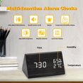 thumbnail image 3 of Reloj despertador digital, reloj despertador LED de madera, reloj de mesa con sonido activado/función de memoria/repetición/fecha/temperatura y humedad, modo de repetición, para dormitorio/sala de estar/habitación de niños (negro), 3 of 5