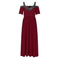 thumbnail image 4 of Brnmxoke Women's Cold Shoulder Mother of The Bride Dress Formal Elegant Summer Wedding Guest Gown Plus Size Cocktail Dresses 2025 Wine,XXXXL, 4 of 5