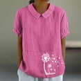thumbnail image 2 of EINCcm Women's Linen Tops Collared V-Neck Short Sleeve Tshirt Casual Summer Blouses Business T-Shirts Top, 2 of 4