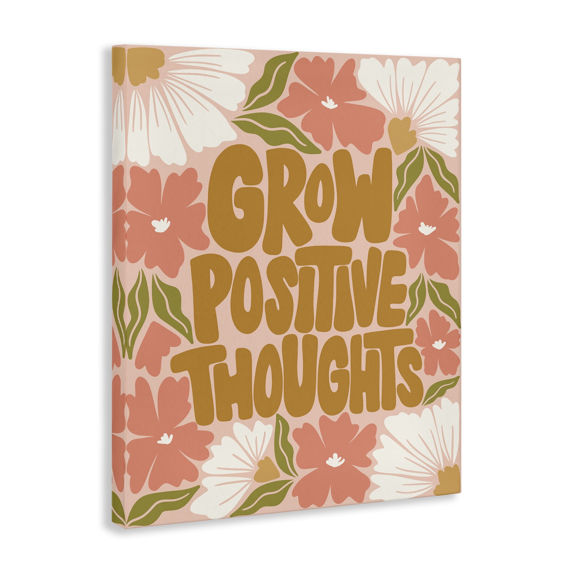 Stupell Industries Grow Positive Thoughts Plants & Flowers Painting Wrapped Canvas Art Print Wall Art, 16 x 20