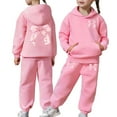 thumbnail image 2 of Tiweut 2PCS Outfits Girls Winter Lined Bow Print Hoodie and Joggers Tracksuit Set,2-3 Y, 2 of 7