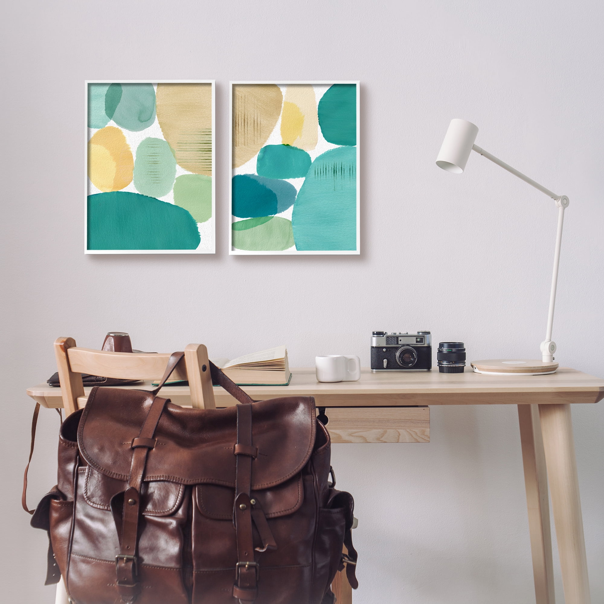Stupell Industries Abstract Green Geometric Abstract Painting White Framed Art Print Wall Art, 11 x 14