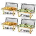 thumbnail image 3 of Chafing Dish, 4 Pack Full Size 8QT Rectangle Stainless Steel Gold Chafing Dishes Food Warmers for Parties, Events, Weddings, 3 of 12