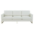 thumbnail image 3 of LeisureMod Lincoln 83" Modern Leather Upholstered Sofa With Gold Steel Frame in White, 3 of 7