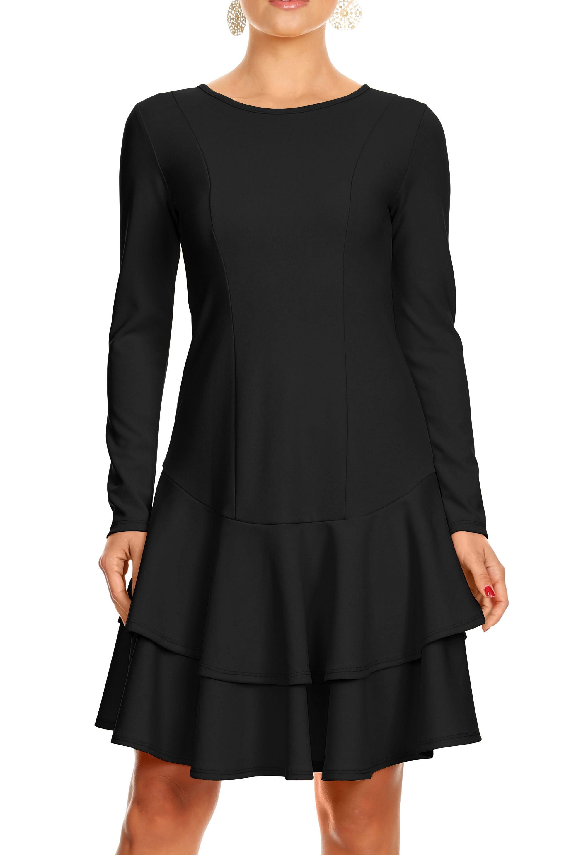Simlu Petite Long Sleeve Cocktail Dresses for Women with Ruffle Hem Made In USA Walmart