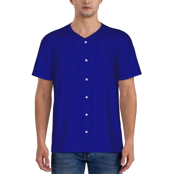 Hirioo Navy for Men's Baseball T-shirt Shirts Short Sleeve Casual Summer Button Stretch T Shirts,Size S-4XL-