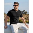 thumbnail image 3 of RICHCOIN Men Henley T-Shirts Short Sleeve Button Down Summer Tops Casual Color Block Black Tee Shirt with Pocket Size L, 3 of 7