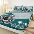 thumbnail image 3 of Manfei Green Football Helmet Twin Sheet Sets,Rugby Sport Twin Fitted Sheet,Boys Ball Game Flat Sheet For Kids,Ultra Soft Home Decor,3pcs, 3 of 7