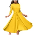 thumbnail image 1 of Vestido de manga larga con cuello redondo y bolsillos para mujer - Corte holgado informal, poliéster - Tallas L-XXXL, 1 of 8