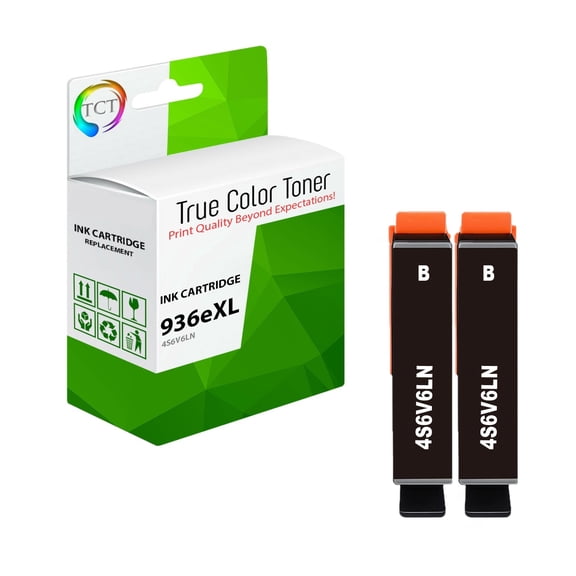 TCT 936XL High Yield Ink Cartridge 2 Pack - Compatible Replacement for HP 936eXL 4S6V6LN Black Works with HP OfficeJet 9110 9110b 9120 9130 9130b 9130e 9135e 9730 9730e Printers ( 2,400 Pages)