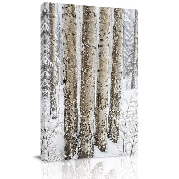 Canvas Wall Art, Winter Trees Framed Canvas Prints for Bedroom Living Room, White Brown Branches Farmhouse Large Gallery Wrapped Wall Decor for Home Office, Gifts, 18"x24" Ship Next Day