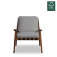 thumbnail image 5 of Grain Wood Furniture Solid Wood Mid Century Lounge Chair with Stone Gray Cushions, 5 of 6