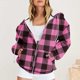 thumbnail image 1 of Sudadera con capucha de manga larga para mujer, informal, con capucha, holgada, a cuadros, de manga larga, para otoño e invierno, 1 of 5