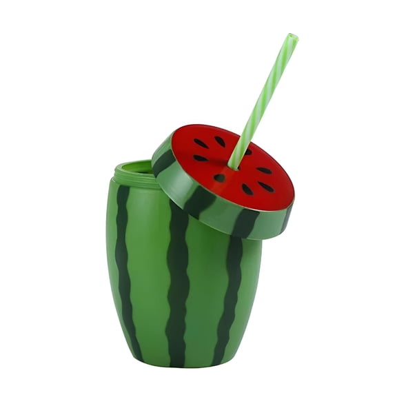 ACDANC 2026 New Watermelon Shaped Cup with Lid Straw Juice Durable Drinking Lovely Party Cold Water Bottle Creative Reusable Plastic Drinkware for Picnic,Beach,Party,Bbq,Outdoor 1 Pcs