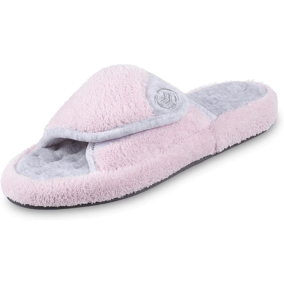 Isotoner Women's Terry Spa Slip On Slide Slipper with Memory Foam for Indoor/Outdoor Comfort AZO-6/7
