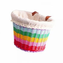 BESTSKY Kids Bike Basket Rainbow Color Carrying Basket for Kids Girls Riding with Lining Cloth