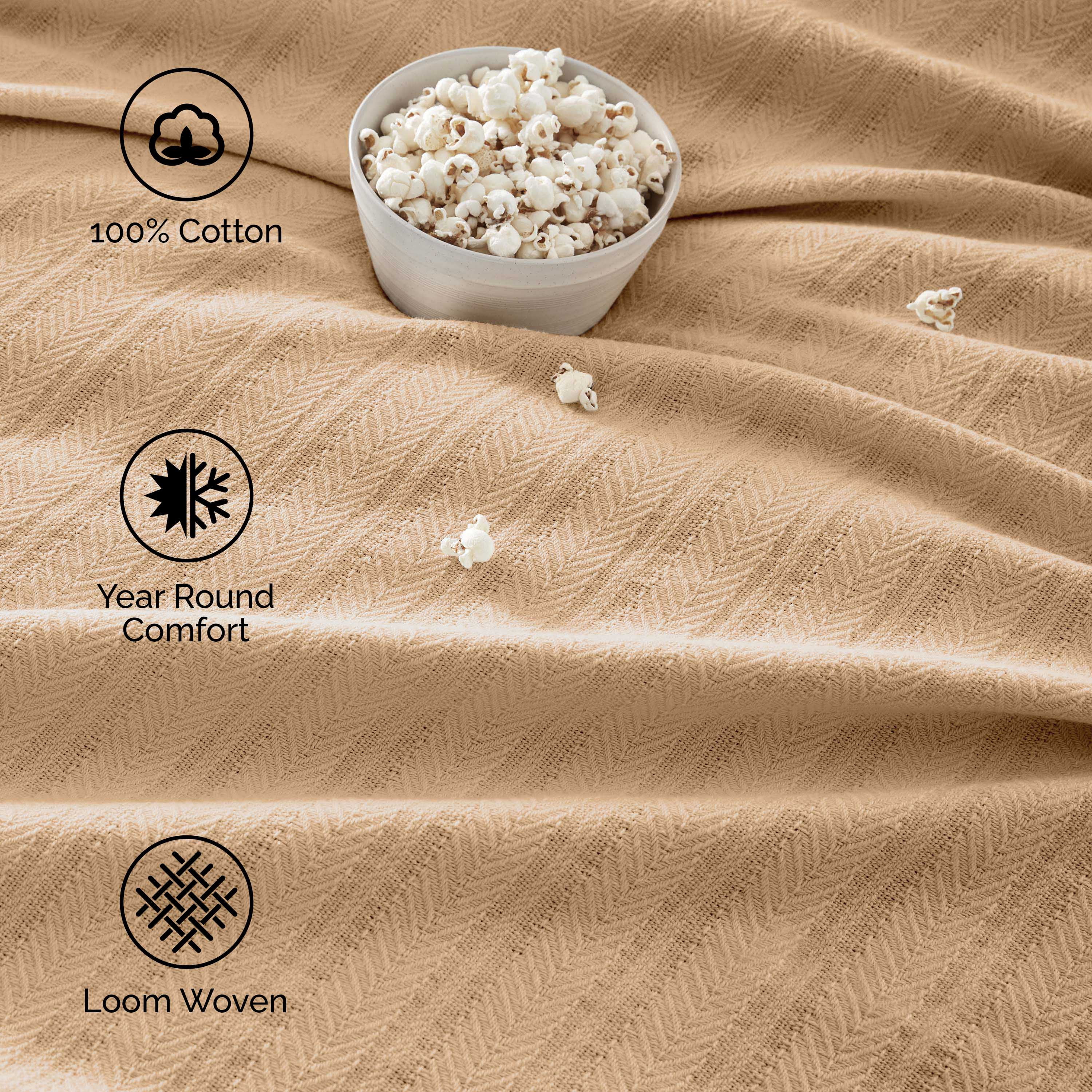 Vellux 100% Cotton Blanket, King, Beige