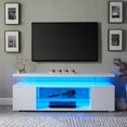 thumbnail image 5 of LED TV Stand with Large Sliding Drawer & Side Cabinet, TV Stand for 65 Inch TV LED Gaming Entertainment Center Media Storage Console Table for Living Room White( White), 5 of 7