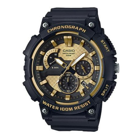 Men's 3D Dial Chronograph Watch, Black/Gold -