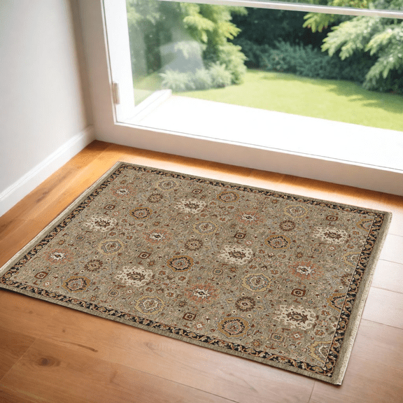 2' X 3' Red Taupe and Gold Wool Oriental Hand Knotted Area Rug