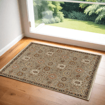 2' X 3' Red Taupe and Gold Wool Oriental Hand Knotted Area Rug