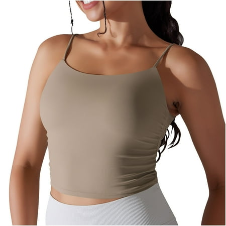APEXFWDT Women s Sports Bra - Spaghetti Straps Gym Top for Mid-Impact Workouts Quick-Dry Breathable Yoga Tank Top Summer Saving  XL Gray