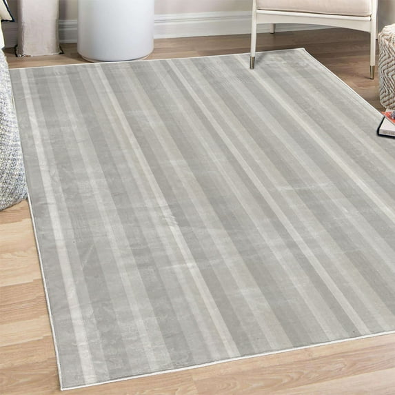 Stripes Decorative Rug, Abstract Ocean Inspired Palette Lines Geometrical Image Illustration, Quality Carpet for Bedroom Dorm and Living Room, 6 Sizes, Pale Purpleblue, by Ambesonne