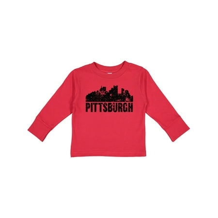 

Inktastic Pittsburgh Skyline Grunge Gift Toddler Boy or Toddler Girl Long Sleeve T-Shirt