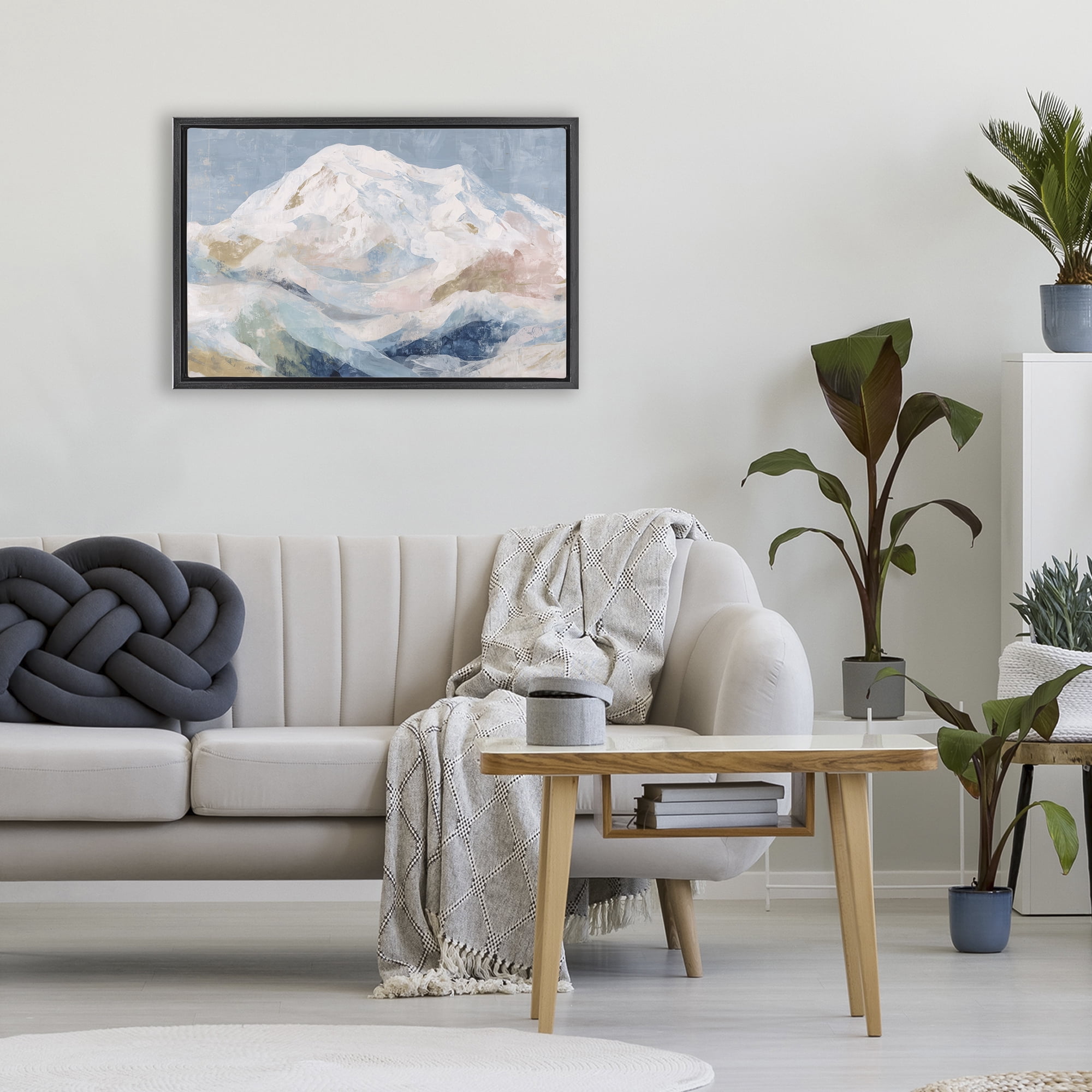 Stupell Industries Icy Mountain Range at Dusk Black Framed Floater Canvas Wall Art, design by Chromatic Storm Studio