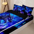 thumbnail image 3 of Homewish Cyberpunk City Dragon Zipper Full Size Comforter Sets with Fitted Sheet and 2 Pillowcases For Boys And Girls,Purple Blue Futuristic Zipper Bedding Set,Black Reversible,4 Pieces, 3 of 7