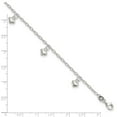 thumbnail image 4 of 925 Sterling Silver Fancy Lobster Closure Polished Puffed Love Heart Anklet 9 Inch 2mm Wide Anklet for Women, 4 of 4