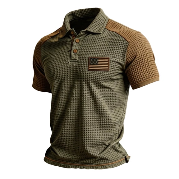 CONROSES 4Th Of July Men's Short Sleeve Polo Shirts Patriotic Usa Flag Graphic Collared Independence Day Polo Shirt for Men Casual Golf Shirts