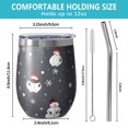 thumbnail image 5 of 12oz Stemless Wine Tumblers Dark Christmas Snowman Pattern Vacuum Insulated Stainless Steel Travel Tumbler Cups Mug with Lid and Straw for Champaign,Cocktail,Beer with Cleaning Brush, 5 of 5