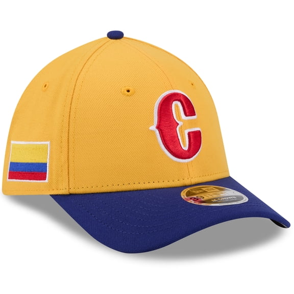 Men's New Era Yellow/Blue Colombia Baseball 2026 World Baseball Classic M-Crown 39THIRTY Flex Hat