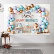 Dog Birthday Backdrop,Lets Pawty Birthday Decorations,Puppy Dogs Cats Boys Girls Happy Birthday Photography Background Photo Booth,Pets Themed Party Supplies-5x3FT