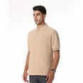 thumbnail image 3 of Zfeel Luxe Touch Polos for Men, 100% Cotton Short Sleeve Collared Polo Shirt, Sand, 2XL, 3 of 5