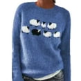 thumbnail image 1 of Plus Size Vintage Raglan Sweater Women Long Sleeve Boho Knitted Sweaters Pullover Soft Loose Casual Fall Tops Blue, 3XL, 1 of 3